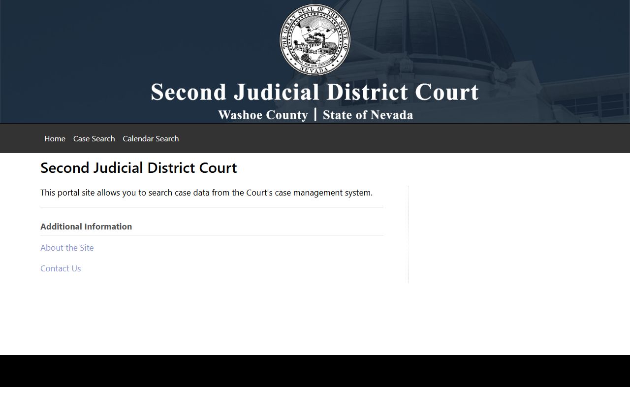 Washoe County court records after arrest Second Judicial District case search fields